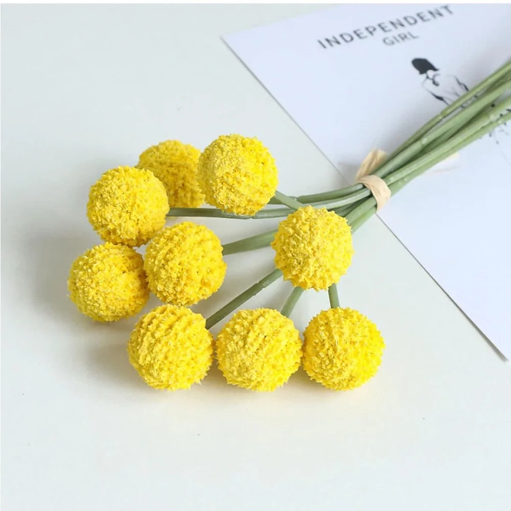 18 Pcs Artificial Billy Ball Flowers Yellow & Orange